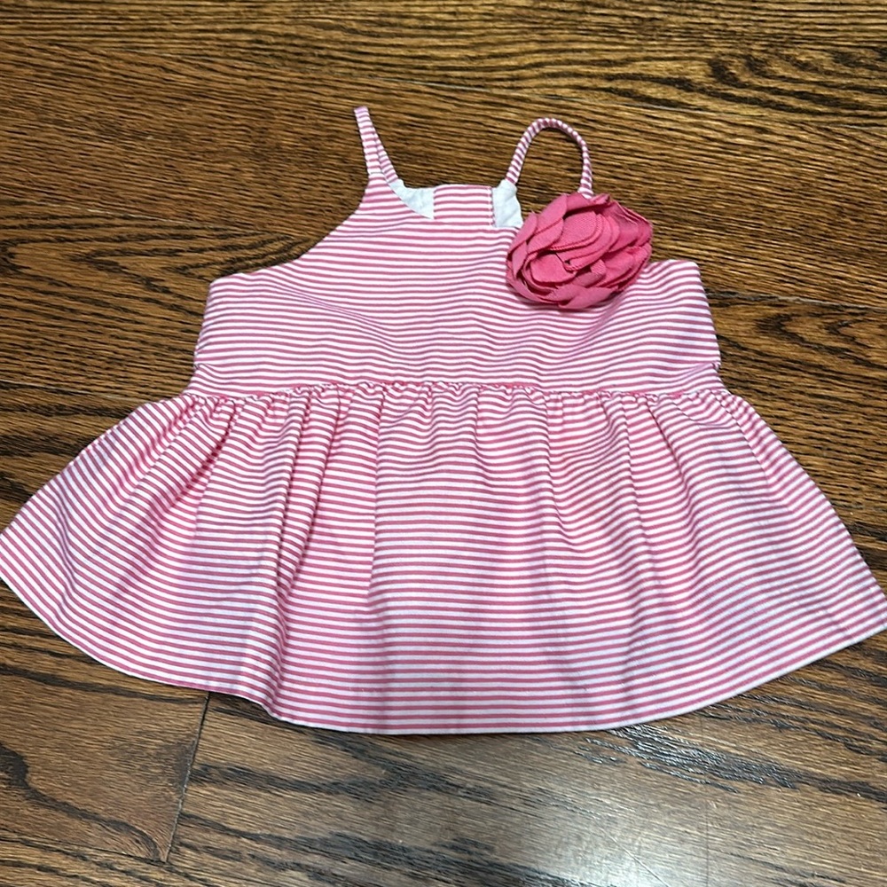 Janie & Jack Pink Stripe Summer Halter Corsage Top